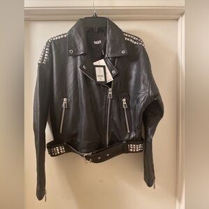 dkny real leather motorcycle jacket limited addition jacket sz s